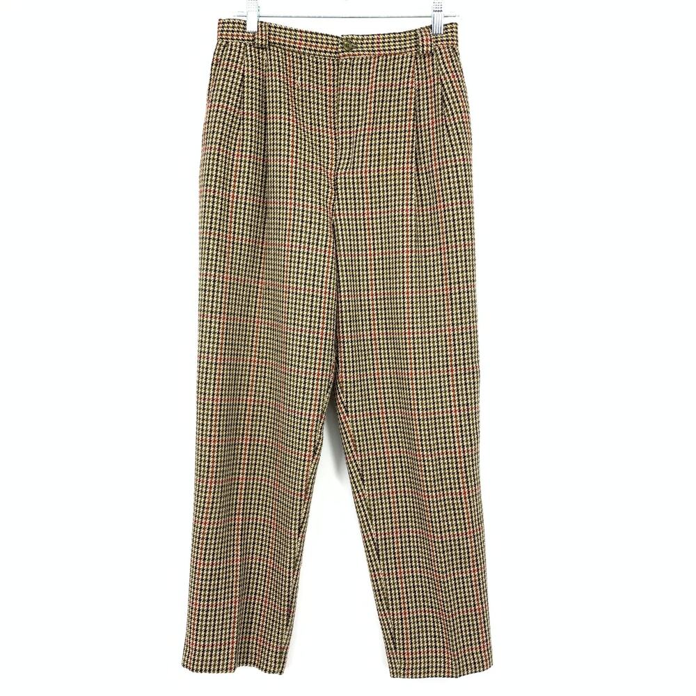 Vintage 90s High Waisted Trouser Pants Womens Size 28" Houndstooth Tapered Leg